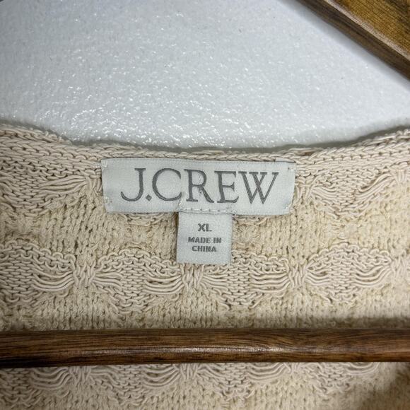 J Crew Sweater Womens XL Red Crochet Textured Knit Cardigan Classic Money Preppy - Picture 4 of 8